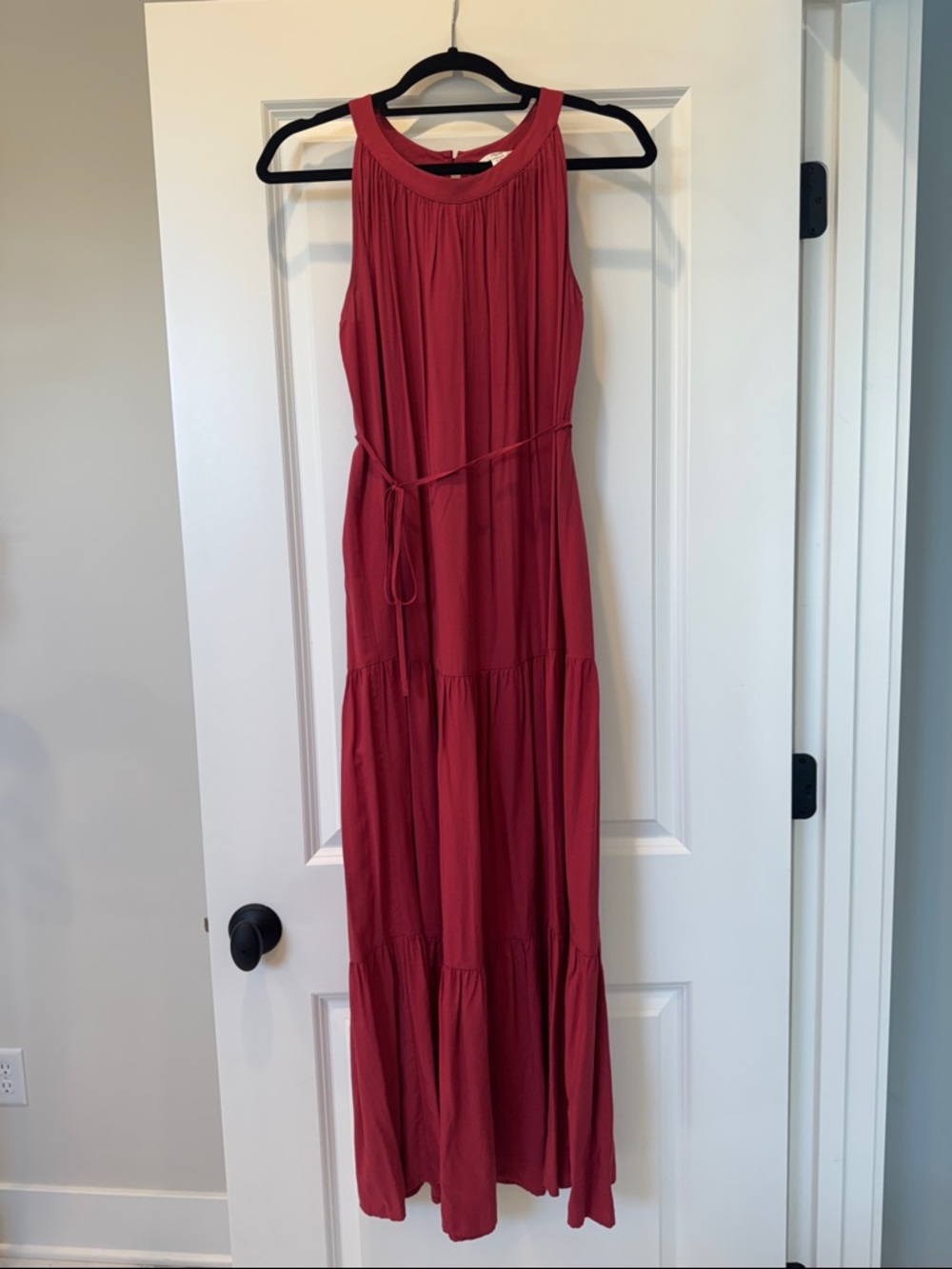 Ripe Crimson Sleeveless Tiered Maxi Dress